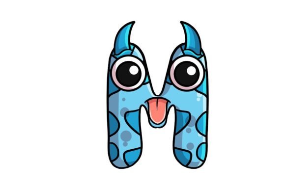 Funny Monster M Alphabet Letters Graphics and Illustrations