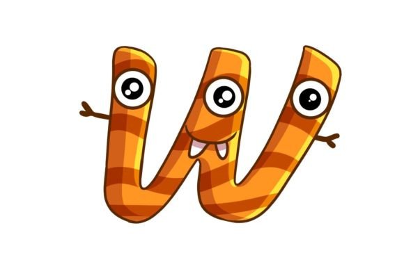 Funny Monsters W Alphabet Cartoon: Playful Graphics & Illustrations