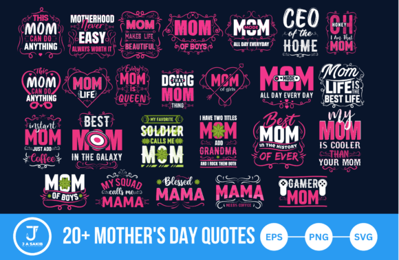 Mother s Day Funny Quotes and Lettering Graphics and T-Shirt Designs