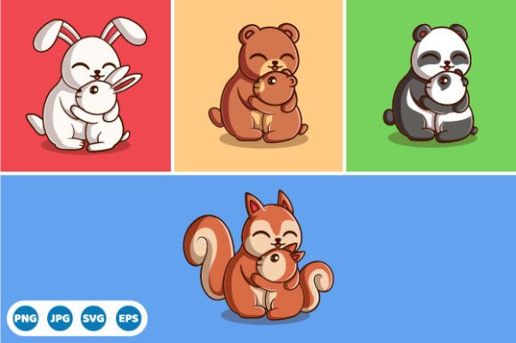 Mothers Day Baby Animals with Their Mom Graphics