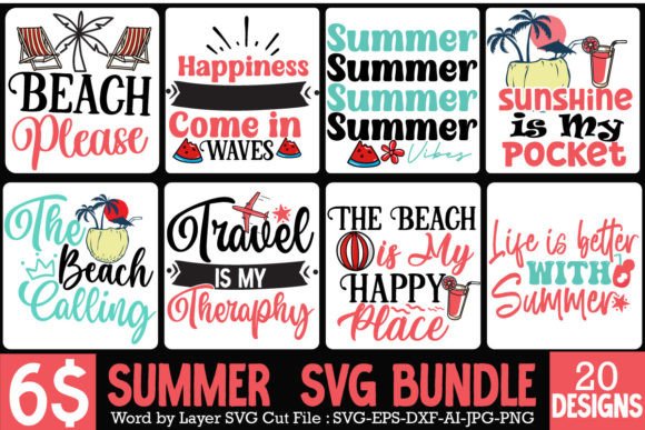 Summer SVG Bundle & Beach Graphics for T-Shirt Designs