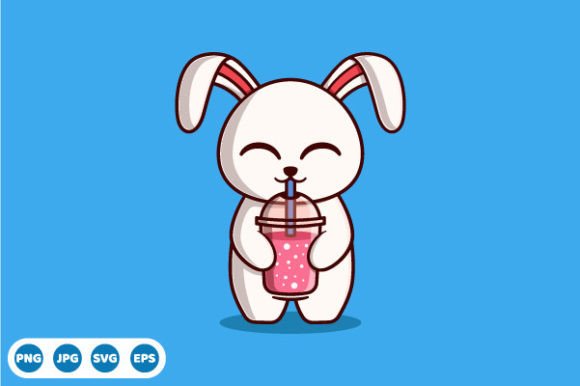 Vector Cute Bunny Drinking Smoothie: Graphics for Modern Blogs